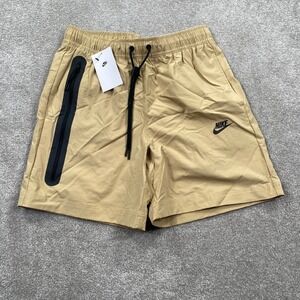 Nike Mens Sportswear Tech Fleece Shorts Khaki Tan Drawstring Pockets Size S NWT
